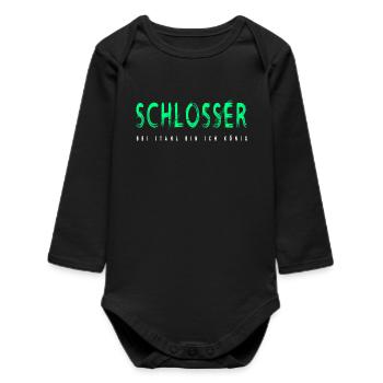 Schlosser Handwerker Design - Baby Organic Langarmbody - Schwarz - Vorne