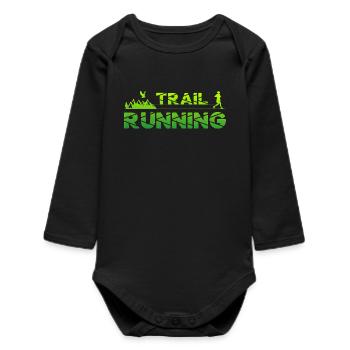 Trail Running Adler Berge Wald Schuhe Profil grün - Baby Organic Langarmbody - Schwarz - Vorne