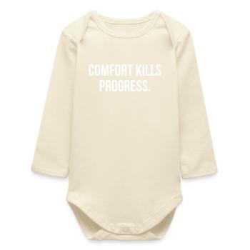 COMFORT KILLS PROGRESS. | Greyline Official - Baby Organic Long-Sleeved Bodysuit - soft Ecru - Front