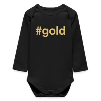 GOLD Hashtag - Baby Organic Long-Sleeved Bodysuit - black - Front