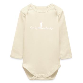 Stand up paddle SUP ECG heartbeat - Baby Organic Long-Sleeved Bodysuit - soft Ecru - Front