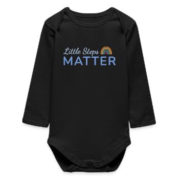 Little Steps Matter Regenbogen blau - Baby Organic Langarmbody - Schwarz - Vorne