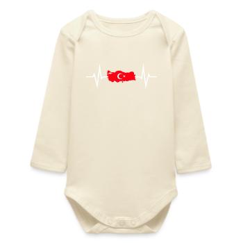 Türkei Umriss Land Flagge Herzschlag Heartbeat EKG - Baby Organic Langarmbody - Natur - Vorne