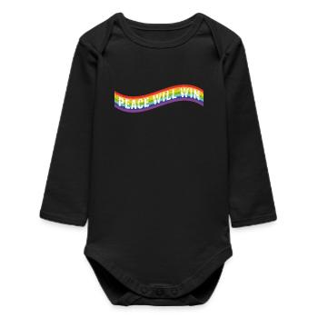La paix gagnera Drapeau - Body bébé manches longues biologique - noir - Devant