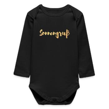 Salutation au soleil Yoga Soleil Or Manuscrit om Namaste - Body bébé manches longues biologique - noir - Devant