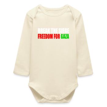 break the siege freedom for gaza - Baby Organic Long-Sleeved Bodysuit - soft Ecru - Front