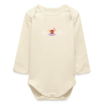 Ceramic Heartbeat Handmade Art - Baby Organic Long-Sleeved Bodysuit - soft Ecru - Front