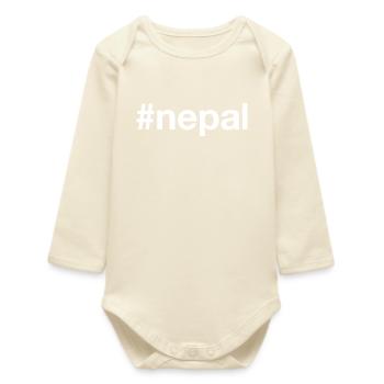 NEPAL Hashtag - Baby Organic Long-Sleeved Bodysuit - soft Ecru - Front