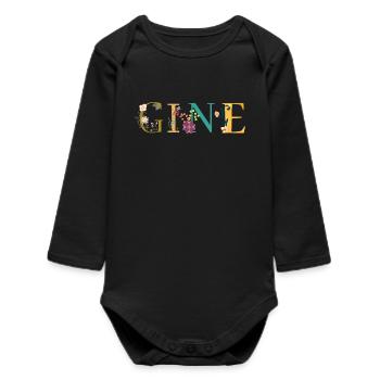 Nom GINE Orné de fleurs - Body bébé manches longues biologique - noir - Devant