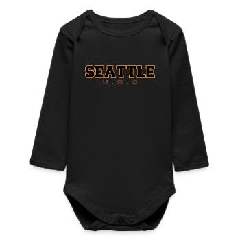 Seattle U.S.A. Lettering - Baby Organic Long-Sleeved Bodysuit - black - Front
