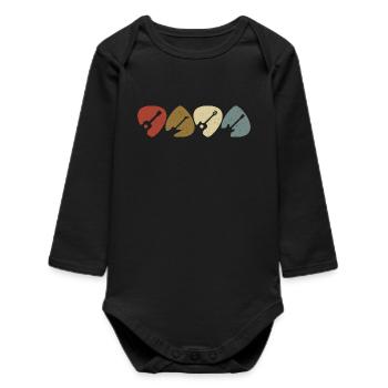 Retro Vintage Gitarre Plektrum Spieler - Baby Organic Langarmbody - Schwarz - Vorne