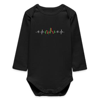 Stock market heartbeat EKG stocks forex trading - Baby Organic Long-Sleeved Bodysuit - black - Front