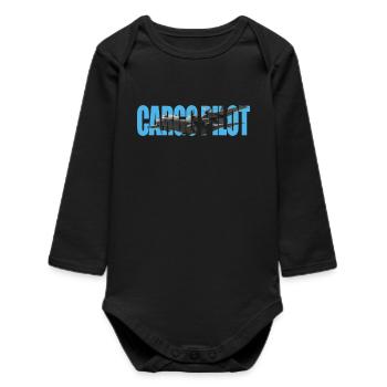 Cargo pilot C-130 - Baby Organic Langarmbody - Schwarz - Vorne