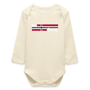 Oslo - Drapeau de la Norvège - Norvège - Drapeau norvégien - Body bébé manches longues biologique - écru doux - Devant