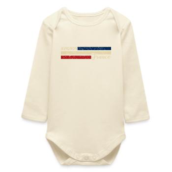 France - Avignon - Frankreich - Flagge - Streifen - Baby Organic Langarmbody - Natur - Vorne