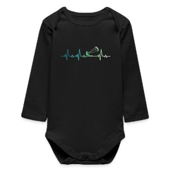 Kitesurfing Heartbeat Kiteboard Surf - Baby Organic Long-Sleeved Bodysuit - black - Front