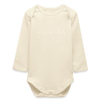 Heartbeats - heart - Baby Organic Long-Sleeved Bodysuit - soft Ecru - Front