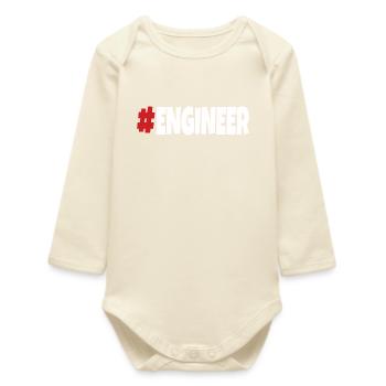 #engineer red&white - Baby Organic Long-Sleeved Bodysuit - soft Ecru - Front