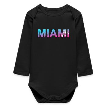 Miami Neon Palm Trees Sunset - Baby Organic Long-Sleeved Bodysuit - black - Front