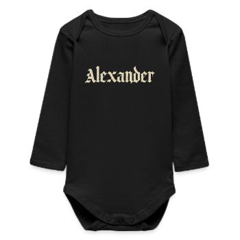 Alexander Gothic lettering - Baby Organic Long-Sleeved Bodysuit - black - Front