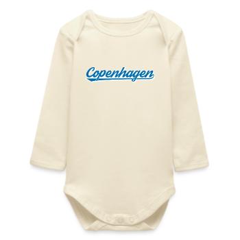 Copenhagen Lettering Blue-White Graphic - Baby Organic Long-Sleeved Bodysuit - soft Ecru - Front