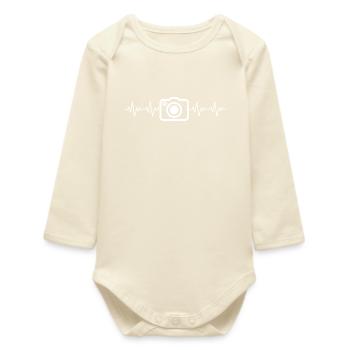 Kamera Fotokamera Foto Fotograf EKG Herzschlag - Baby Organic Langarmbody - Natur - Vorne
