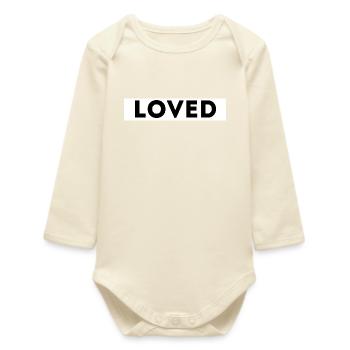 'LOVED' Christian Design – Faith-Based Apparel" - Baby Organic Long-Sleeved Bodysuit - soft Ecru - Front