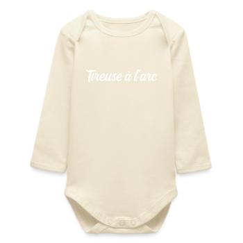 Tireuse à l'Arc Précision Sport Flèche Cible - Body bébé manches longues biologique - écru doux - Devant