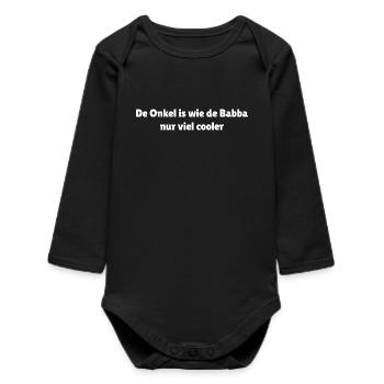 Hessischer Onkel Spruch lustig - Baby Organic Langarmbody - Schwarz - Vorne