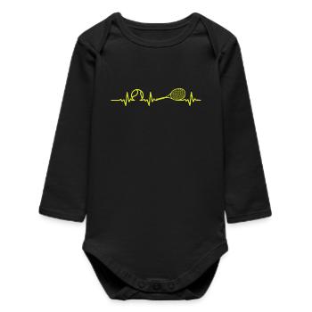 Tennis Heartbeat Tennis Player - Baby Organic Long-Sleeved Bodysuit - black - Front