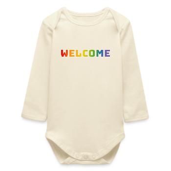 Regenbogen welcome weiss - Baby Organic Langarmbody - Natur - Vorne
