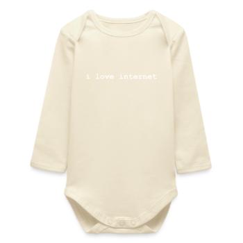 j’aime internet - texte blanc - Shirtdesign Unisexe - Body bébé manches longues biologique - écru doux - Devant