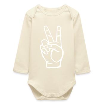 Symbole de la paix - Signe de la victoire - Body bébé manches longues biologique - écru doux - Devant