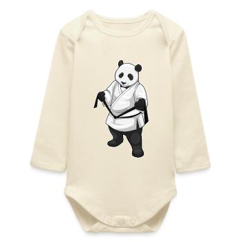 Panda Karaté Arts Martiaux - Body bébé manches longues biologique - écru doux - Devant