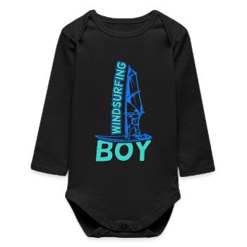 Windsurfer Boy - Baby Organic Long-Sleeved Bodysuit - black - Front