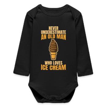 Unterschätze nie alte Eiscreme Liebhaber - Baby Organic Langarmbody - Schwarz - Vorne