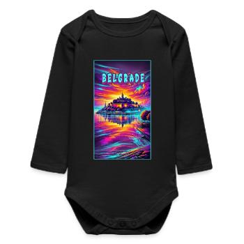 Belgrad Serbien Souvenir Design - Baby Organic Langarmbody - Schwarz - Vorne