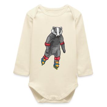 Badger Patins à roues alignées - Body bébé manches longues biologique - écru doux - Devant