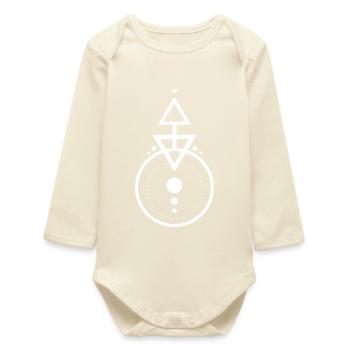 White geometric design - Baby Organic Long-Sleeved Bodysuit - soft Ecru - Front