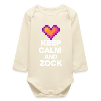 RESTEZ CALME ET JOUEZ ! 8 BIT LOVE CADEAU RÉTRO w - Body bébé manches longues biologique - écru doux - Devant