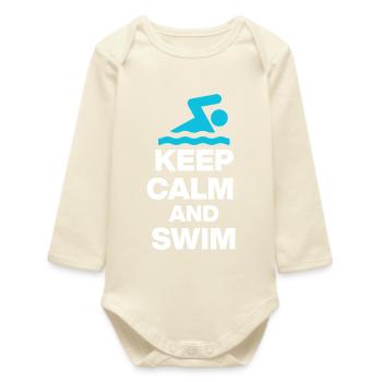 KEEP CALM AND SWIM, DIVE IN! SWIMMING GIFT - Baby Organic Long-Sleeved Bodysuit - soft Ecru - Front
