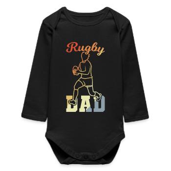 Rugby Father - Baby Organic Long-Sleeved Bodysuit - black - Front