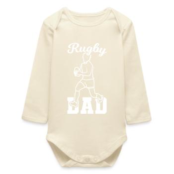 Rugby Dad - Baby Organic Long-Sleeved Bodysuit - soft Ecru - Front