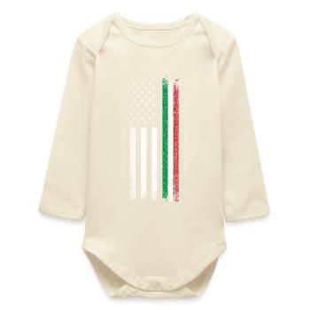 Flag Fusion : US Stars & Italian Stripes - Body bébé manches longues biologique - écru doux - Devant