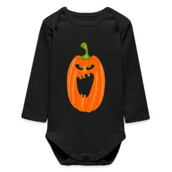 Kürbis Halloween - Baby Organic Langarmbody - Schwarz - Vorne