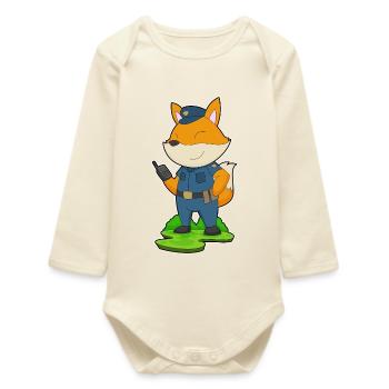Fuchs Polizist Mikrofon Polizei - Baby Organic Langarmbody - Natur - Vorne