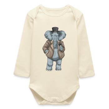 Elephant Poker Jetons de Poker - Body bébé manches longues biologique - écru doux - Devant