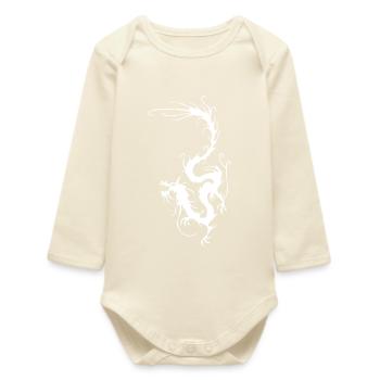 White Smoke Dragon - Baby Organic Long-Sleeved Bodysuit - soft Ecru - Front