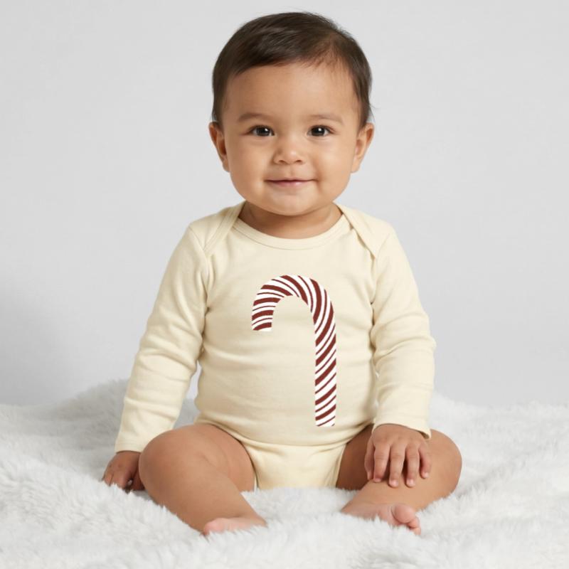 Candy Cane Baby Organic Long-Sleeved Bodysuit