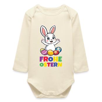 Süßer Hase Ostern Kaninchen Ohren - Baby Organic Langarmbody - Natur - Vorne